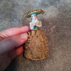 Vintage Dresden lace woman porcelain figurine